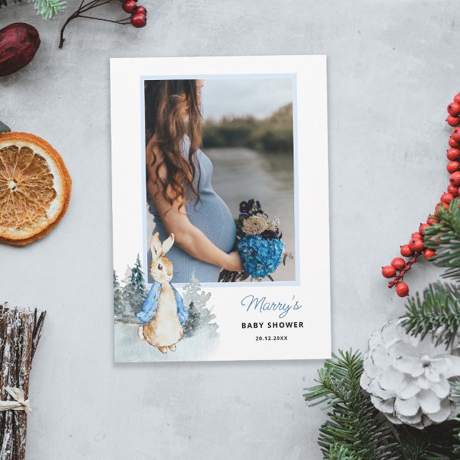 Peter Rabbit Winter Photo baby shower Invitation (Creator Uploaded)