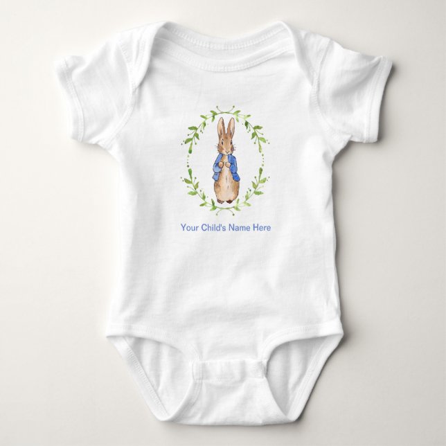 Peter Rabbit with Child's Name Personalisation   Baby Bodysuit (Front)