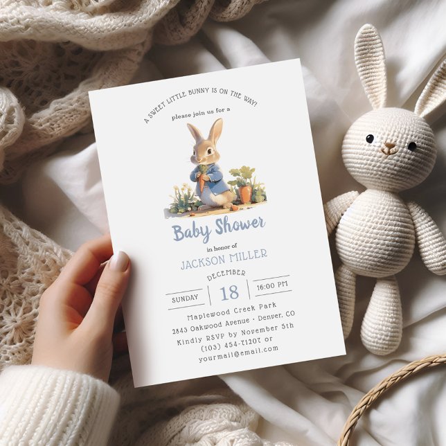 Peter the Cute Rabbit Gender Neutral Baby Shower Invitation (Creator Uploaded)