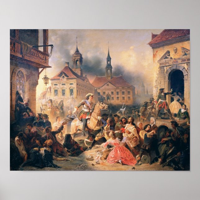 Peter the Great conquers Narva in 1704, 1859 Poster (Front)