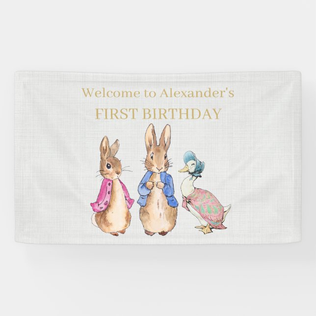Peter the rabbit 1st Birthday banner (Horizontal)