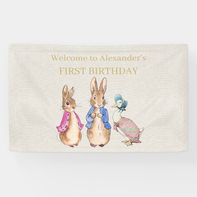 Peter the rabbit 1st Birthday banner (Horizontal)