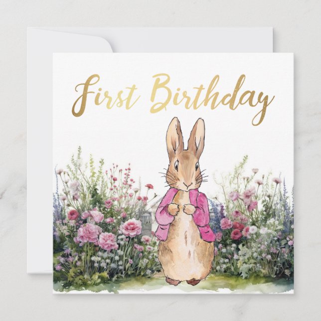Peter the rabbit 1st Birthday Card (Front)