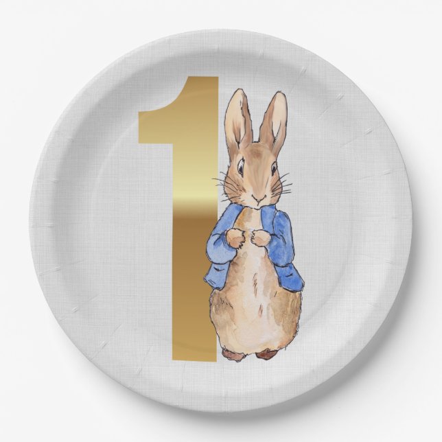 Peter the Rabbit 1st Birthday Paper Plate (Front)
