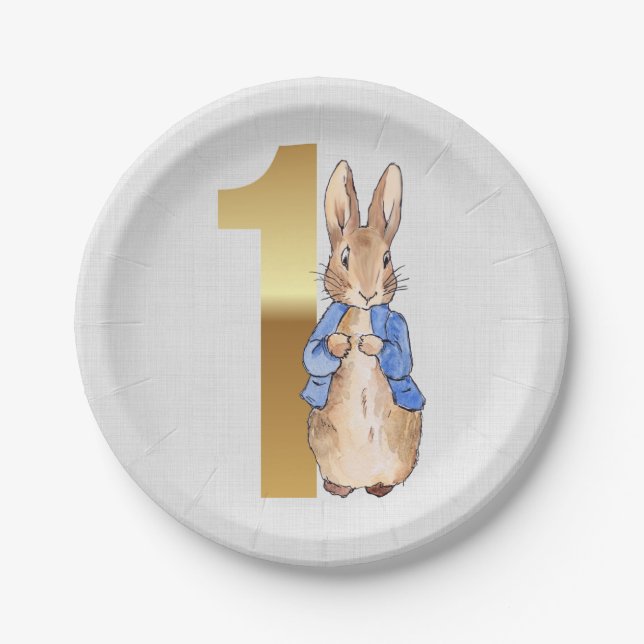 Peter the Rabbit 1st Birthday Paper Plate (Front)