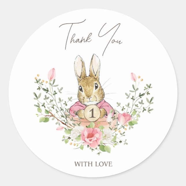 Peter the Rabbit Baby Girl Birthday  Classic Round Sticker (Front)