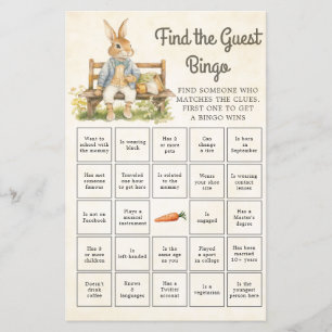 Peter The Rabbit Baby Shower Find The Guest Bingo