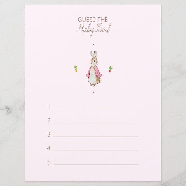 Peter the Rabbit Baby Shower Guess Baby Food Game (Front)