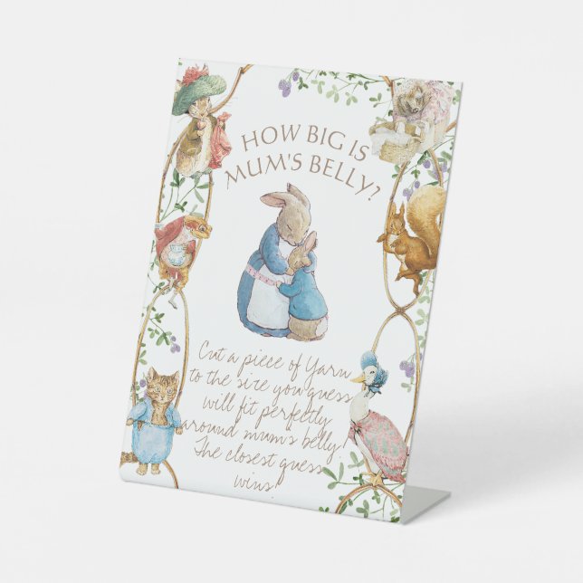 Peter the Rabbit Baby Shower Mummy's Belly Game Pedestal Sign (Front)