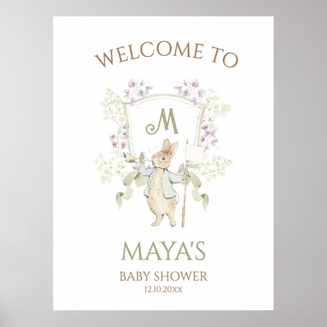 Peter the Rabbit Baby Shower Welcome Sign (Front)