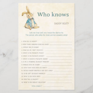 Peter The Rabbit Baby Shower Who Knows Daddy Game