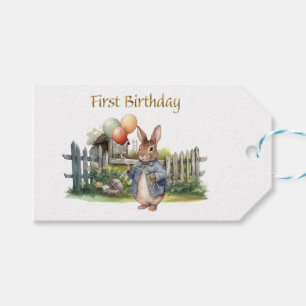 Peter the rabbit balloons First Birthday Gift Tags