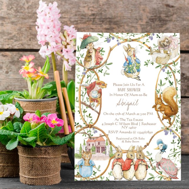 Peter the Rabbit Beatrix Woodland Baby Shower Invitation (Creator Uploaded)