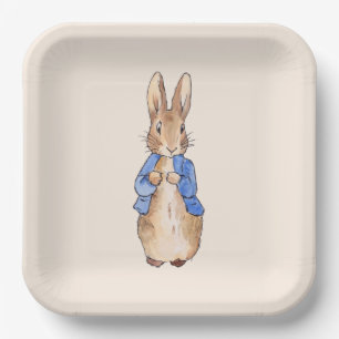 Peter the Rabbit Beige background   Paper Plate