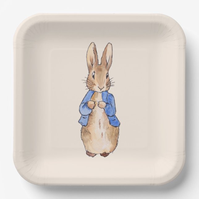 Peter the Rabbit Beige background   Paper Plate (Front)