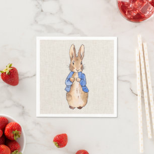 Peter the Rabbit Beige Linen Background Napkin
