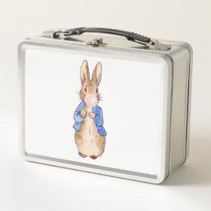 Peter the Rabbit Blowing a White Bubble gum Metal Lunch Box
