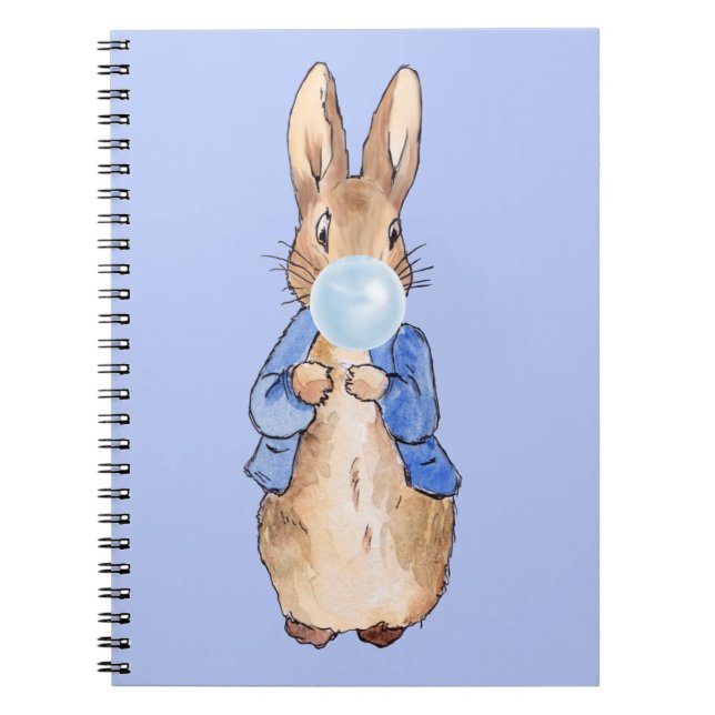 Peter the Rabbit Blowing Blue Bubble gum  Notebook (Front)