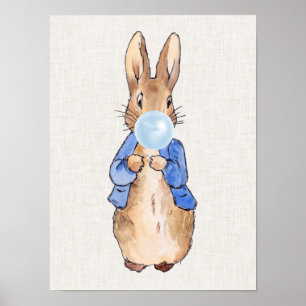 Peter the rabbit blowing bubble gum poster