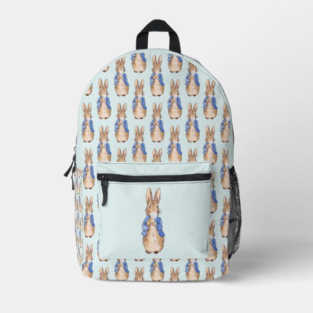 Peter the Rabbit Blowing White Bubble gum Printed Backpack (Front)