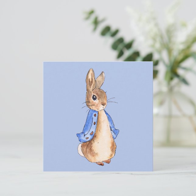 Peter the rabbit blue background    thank you card (Standing Front)
