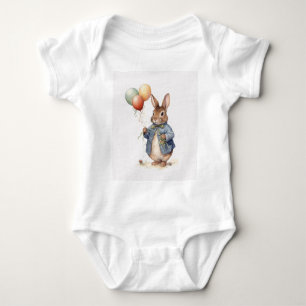 Peter the rabbit blue jacket with balloons baby bodysuit