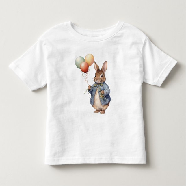 Peter the rabbit blue jacket with balloons toddler T-Shirt (Front)