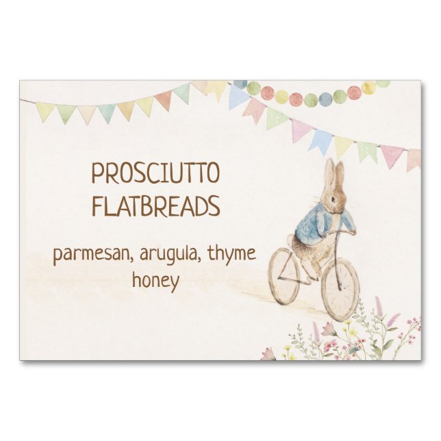 Peter the Rabbit Bunny Gender Neutral Buffet Food  Table Number (Front)