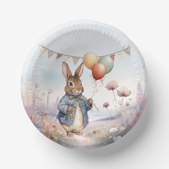 Peter the rabbit buntings & balloons paper plate (Front)