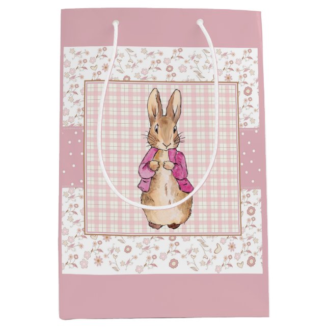 Peter the Rabbit Check & Floral pattern Medium Gift Bag (Front)