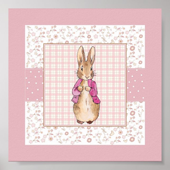 Peter the Rabbit Check & Floral pattern Poster (Front)