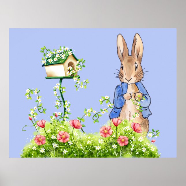 Peter the rabbit checking bird house poster (Front)