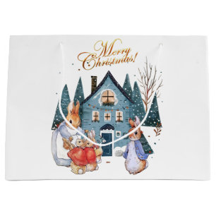 Peter the rabbit Christmas shopping Large Gift Bag