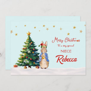 Peter the Rabbit Christmas tree Holiday Card