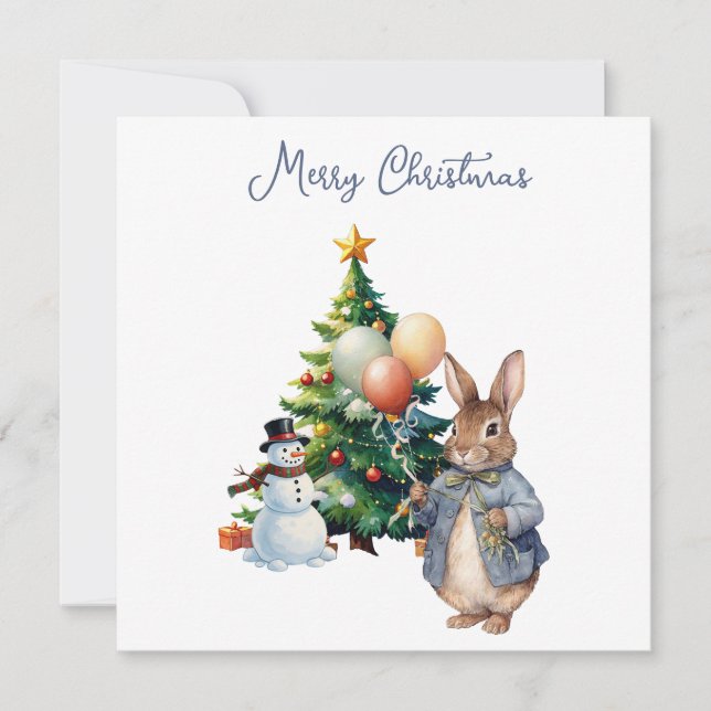 Peter the Rabbit Christmas tree Holiday Card (Front)