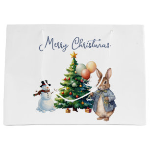 Peter the Rabbit Christmas tree Large Gift Bag