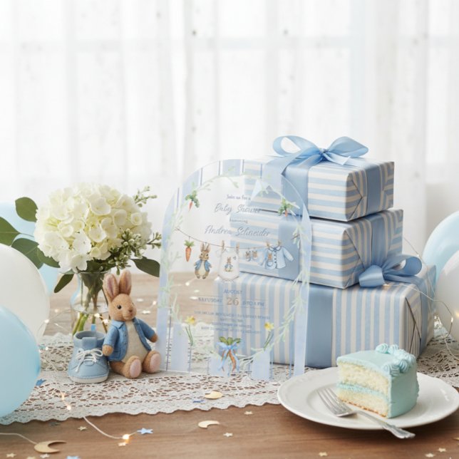 Peter the Rabbit Clothesline Baby Shower Acrylic Invitations (Creator Uploaded)