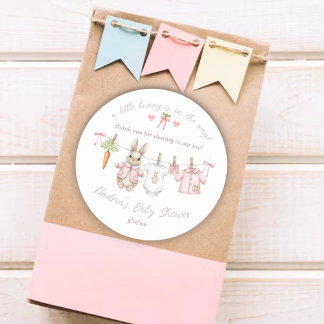 Peter the Rabbit Clothesline Baby Shower Thank You Classic Round Sticker