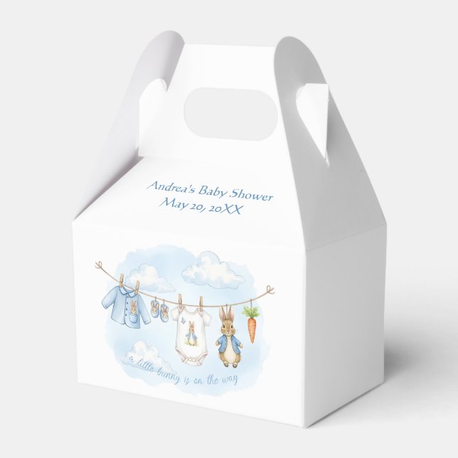 Peter the Rabbit Cute Clothesline Baby Shower   Favour Box (Front Side)
