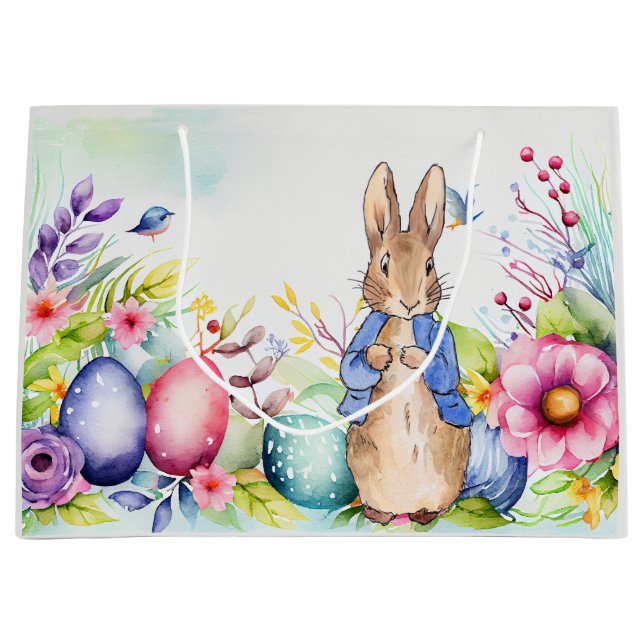 Peter the Rabbit Easter Bunny Rabbit  Large Gift Bag (Front)