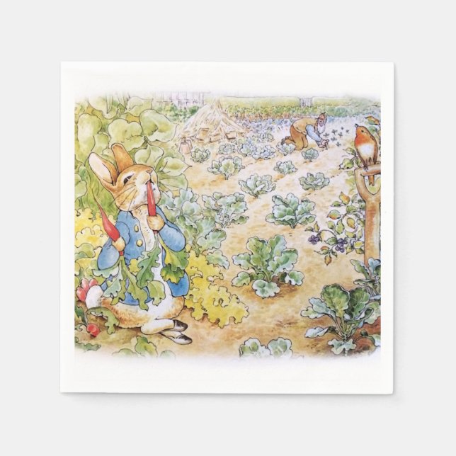 Peter the Rabbit Eating Carrots Napkin (Front)