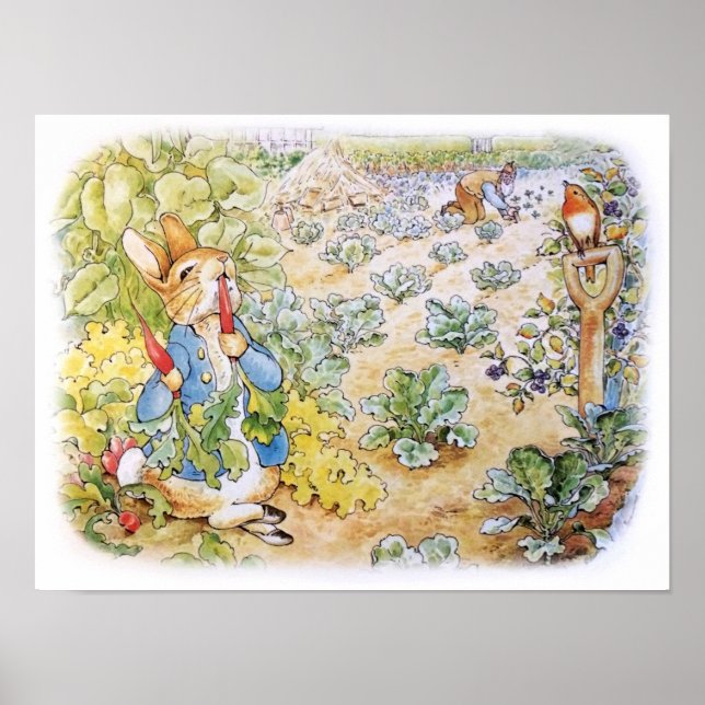 Peter the Rabbit Eating Carrots Poster (Front)