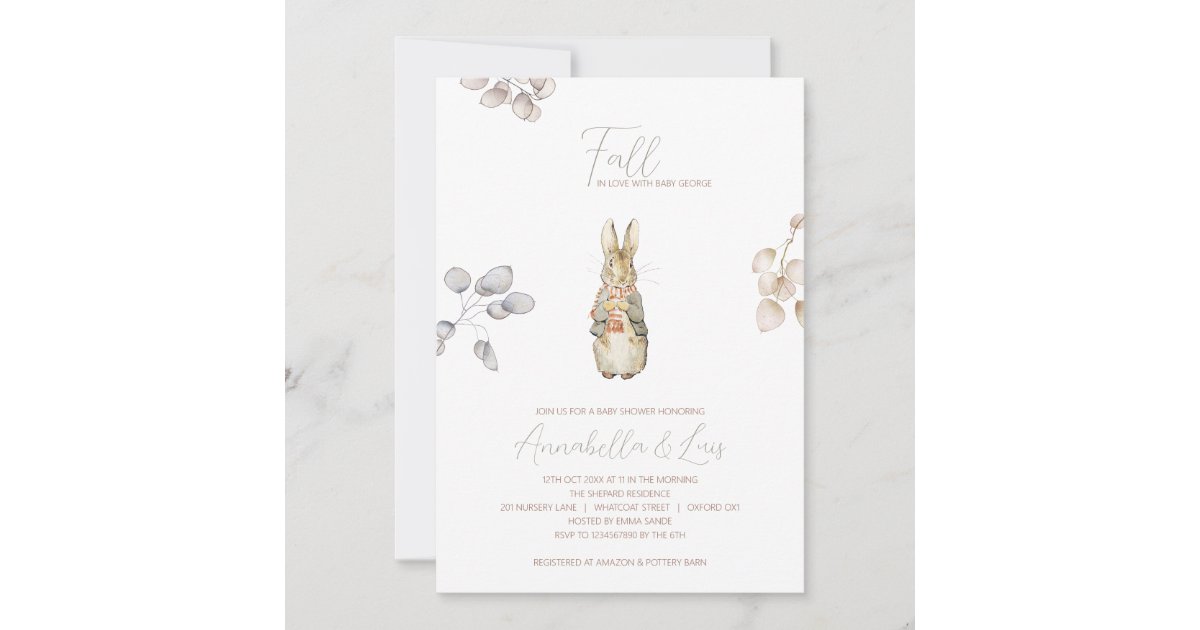 Peter the Rabbit Fall Autumn Baby Shower Invitation | Zazzle