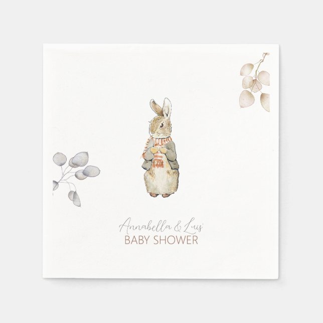 Peter the Rabbit Fall Autumn Winter Baby Shower Napkin (Front)