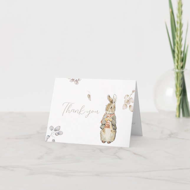 Peter the Rabbit Fall Autumn Winter Baby Shower Thank You Card (Front)