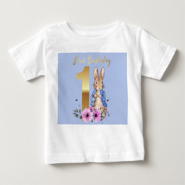 Peter the rabbit First birthday Baby T-Shirt (Front)