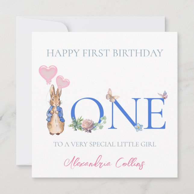 Peter the rabbit First Birthday Card (Front)