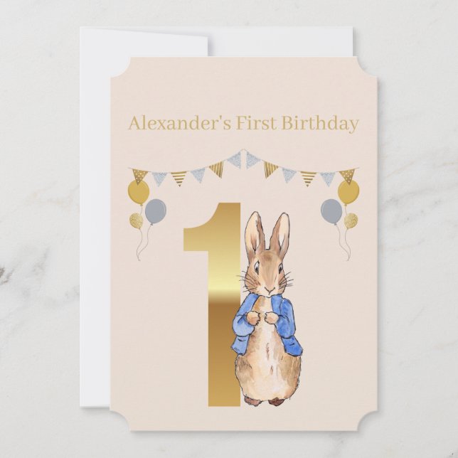 Peter the Rabbit First Birthday Invitation (Front)