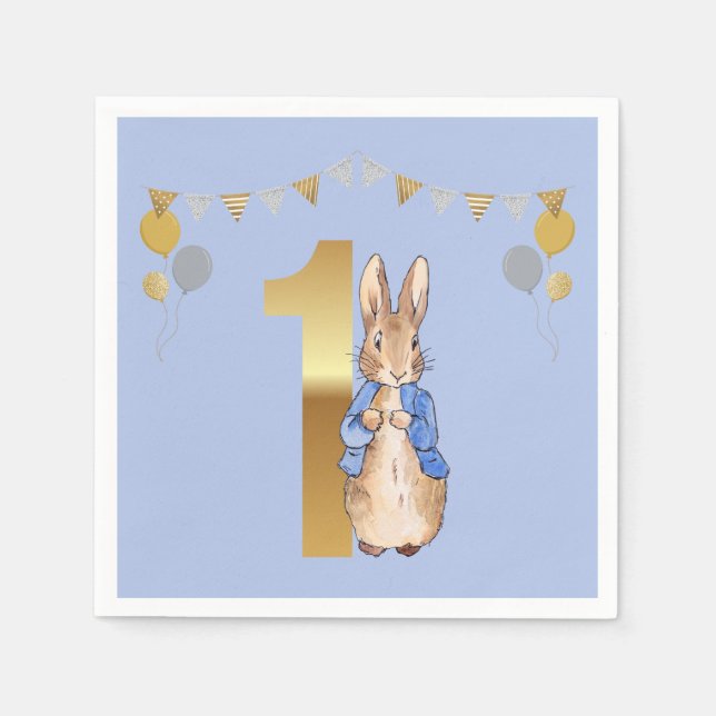 Peter the Rabbit First Birthday Napkin (Front)