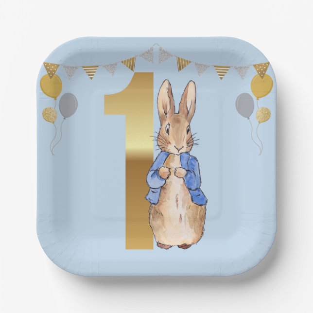 Peter the Rabbit First Birthday Paper Plate (Front)